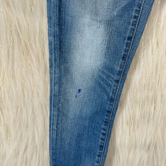 Moussy Womens Skinny Jeans Skinny Medium Wash Blue Distressed Splatter Size 24 - Picture 8 of 13